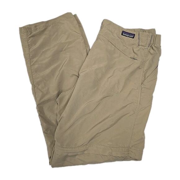 Patagonia Mens Island Hopper Zip-Off Nylon Pants Sz L Beige Convertible Hiking - Picture 1 of 16